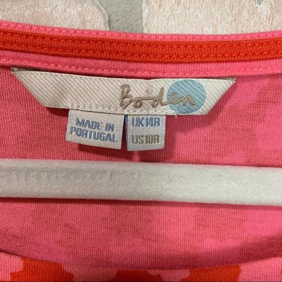 Boden Cotton Orange & Pink Star Empire Waist Dress O3 - Picture 3 of 6